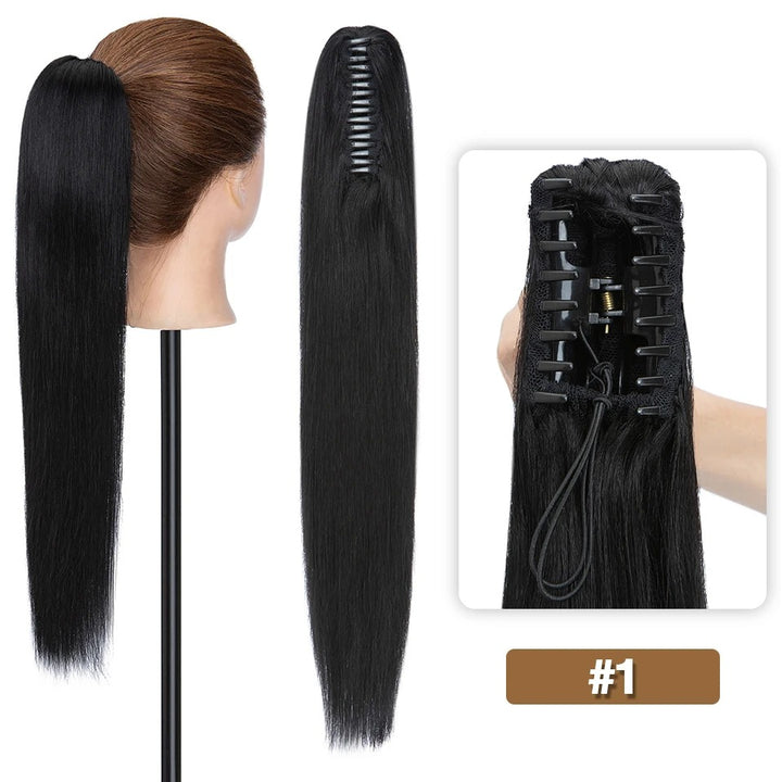 Thick Clip-In Human Hair Ponytail Extension with Claw Clamp