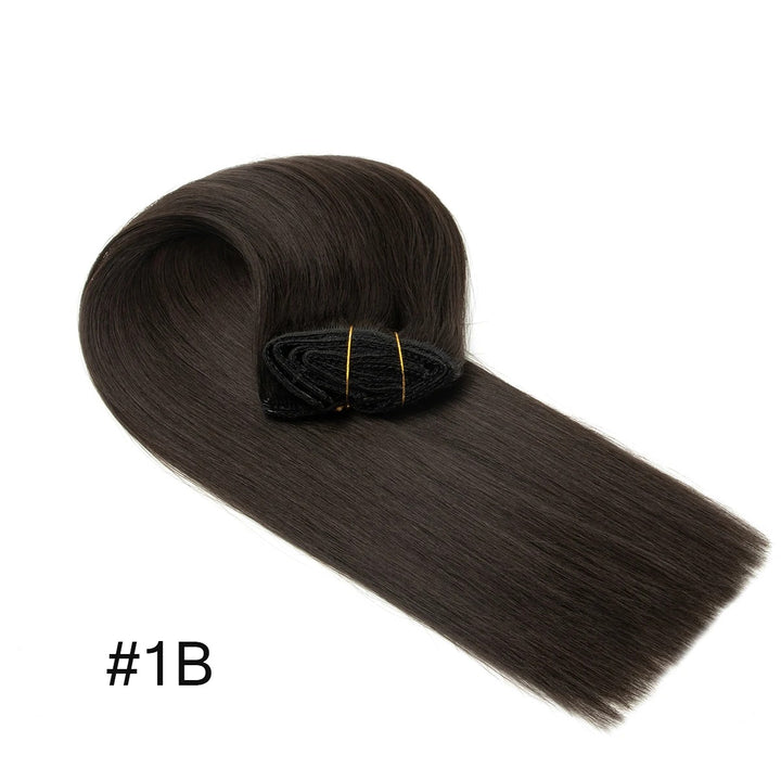 "Remy Human Hair Clip-In Extensions – Real Natural Hair, Double Weft, 7 Pieces, 12-24 Inch, Thick & Soft Clip On"