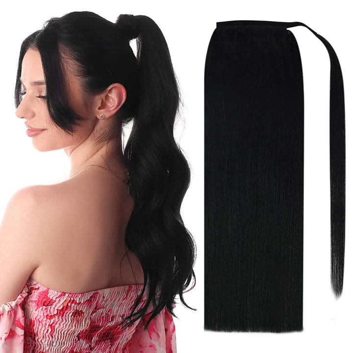 Machine-Made Remy Human Hair Ponytail Extension – 70g/80g Clip-In for White Women