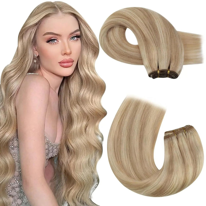 100% Remy Human Hair Bundles – Straight Sew-In Weft Extensions (100g, Double Weft)