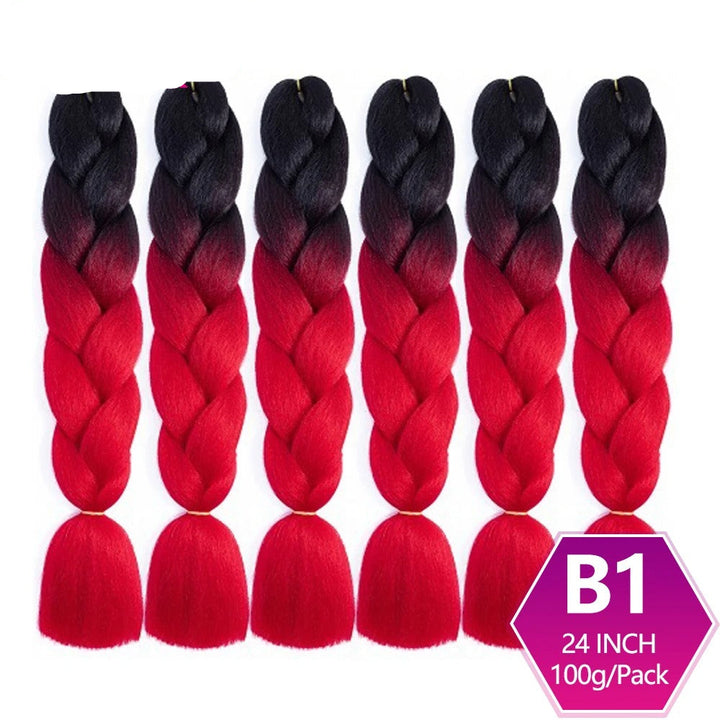 Set of red and black braided hair extensions with 'Mirra's Mirror' branding.