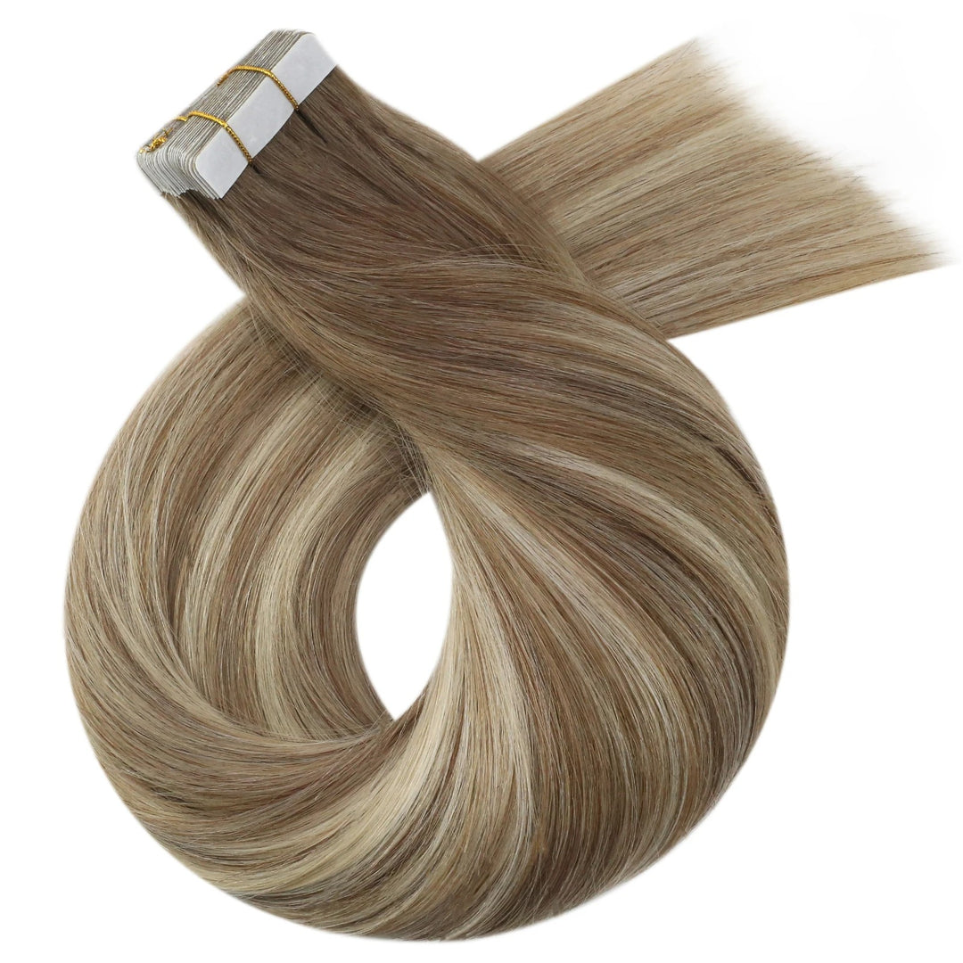 Seamless Blonde Tape-In Hair Extensions – Natural Straight Remy Human Hair