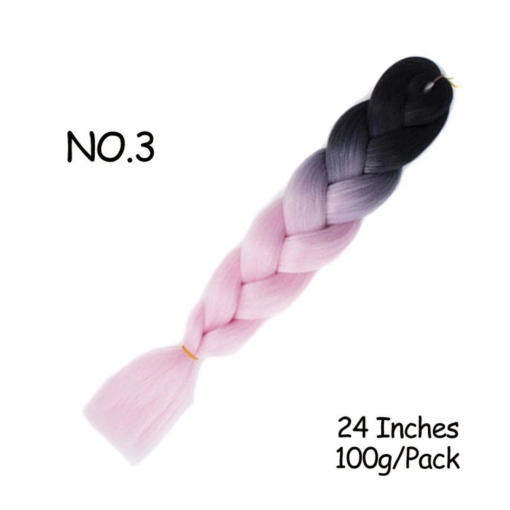 24 Inch Synthetic Braiding Hair Extensions – 10PCS Jumbo Braids in Black & Brown Colors