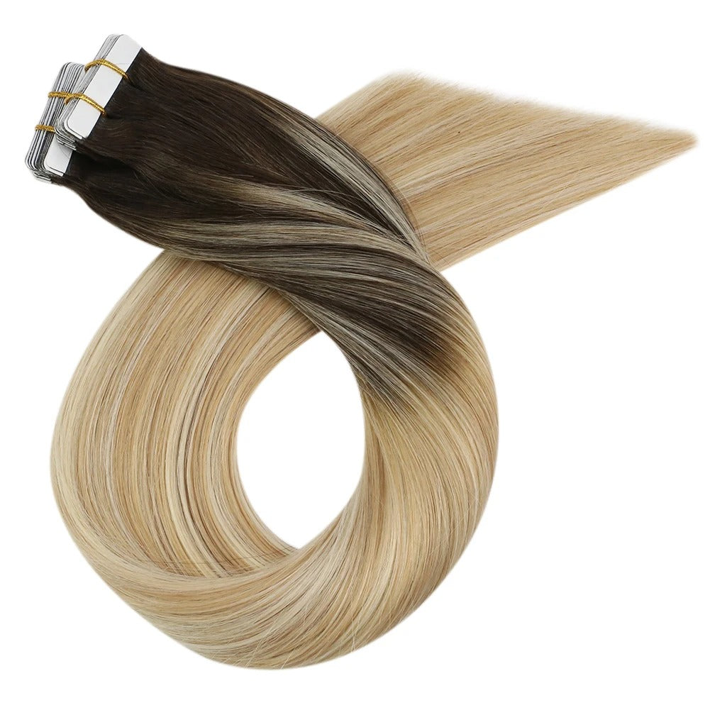 Seamless Blonde Tape-In Hair Extensions – Natural Straight Remy Human Hair