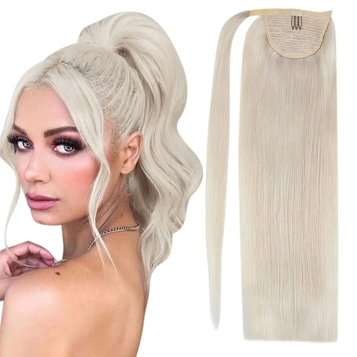 Ponytail Human Hair Straight 80g Clip in Hair Extensions Human 14-22" Natural Hair Horse Tails No Claw Clip
