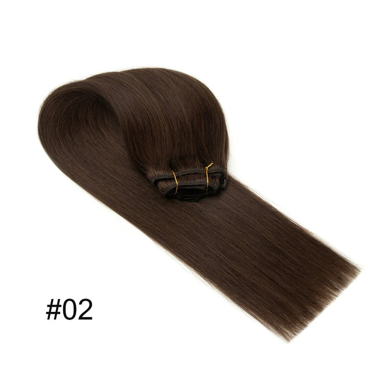 "Remy Human Hair Clip-In Extensions – Real Natural Hair, Double Weft, 7 Pieces, 12-24 Inch, Thick & Soft Clip On"