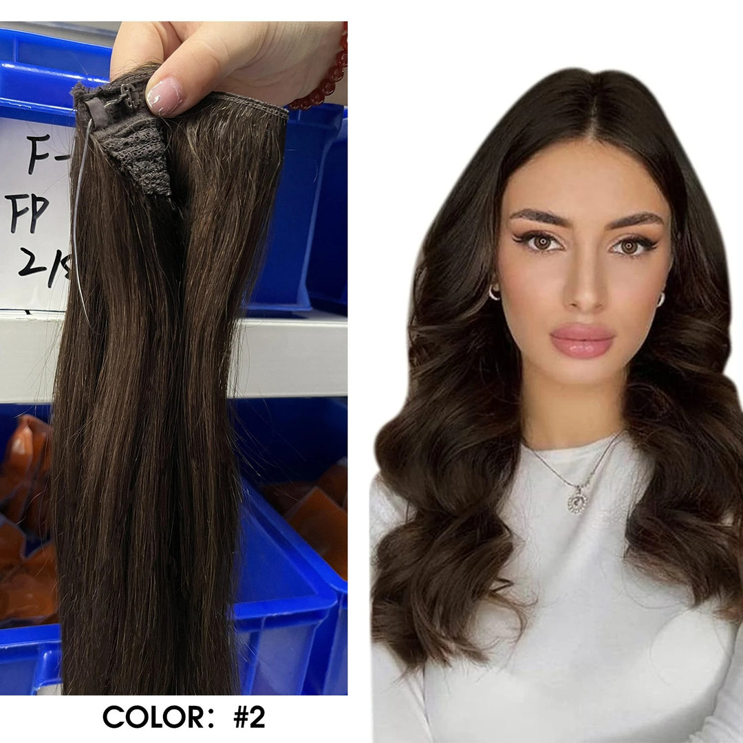 Invisible Fish Line Hair Extensions – One Piece Remy Human Hair with Clips | Blonde, Black, Gray