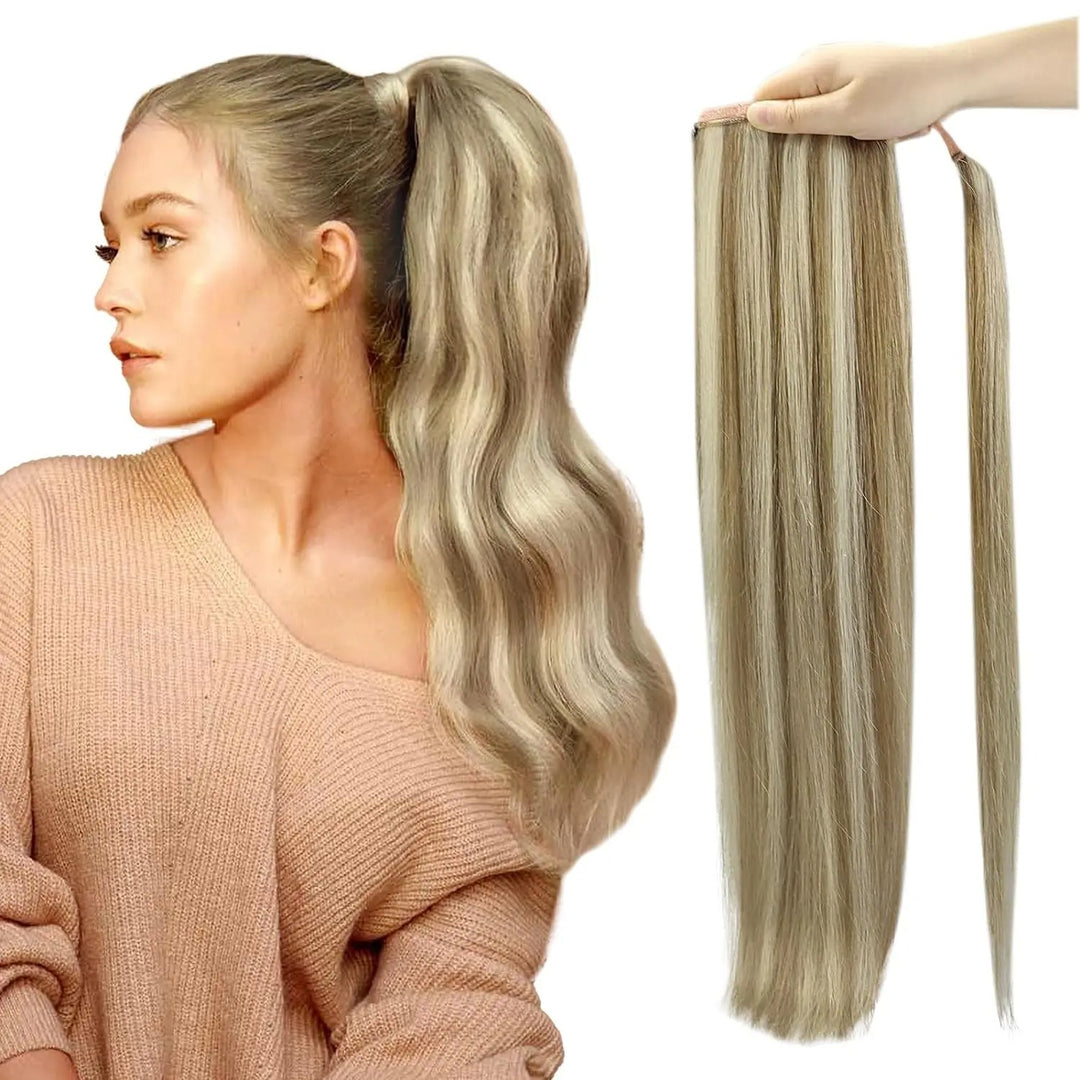 Machine-Made Remy Human Hair Ponytail Extension – 70g/80g Clip-In for White Women