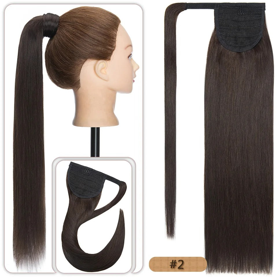 18” Straight Human Hair Ponytail Extension