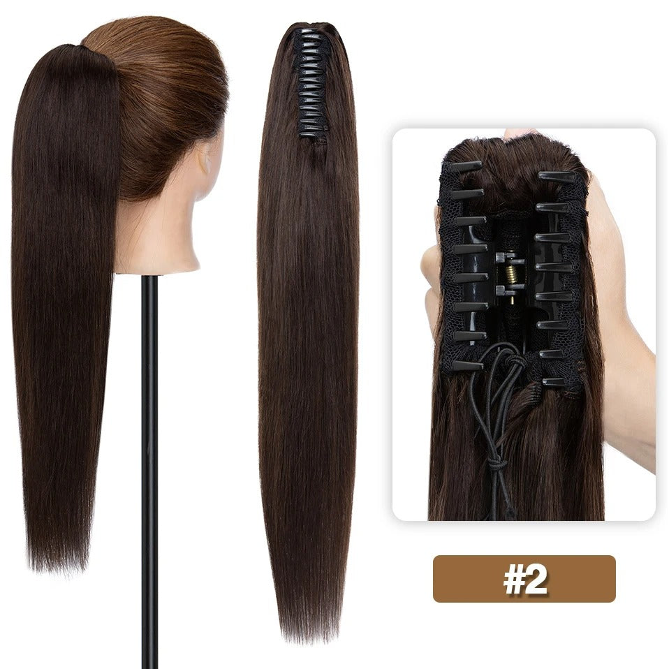 Thick Clip-In Human Hair Ponytail Extension with Claw Clamp
