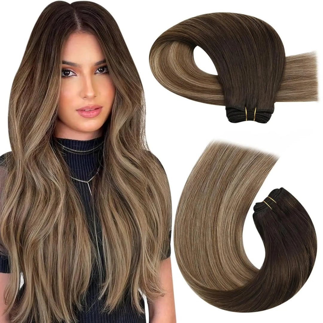 100% Remy Human Hair Bundles – Straight Sew-In Weft Extensions (100g, Double Weft)
