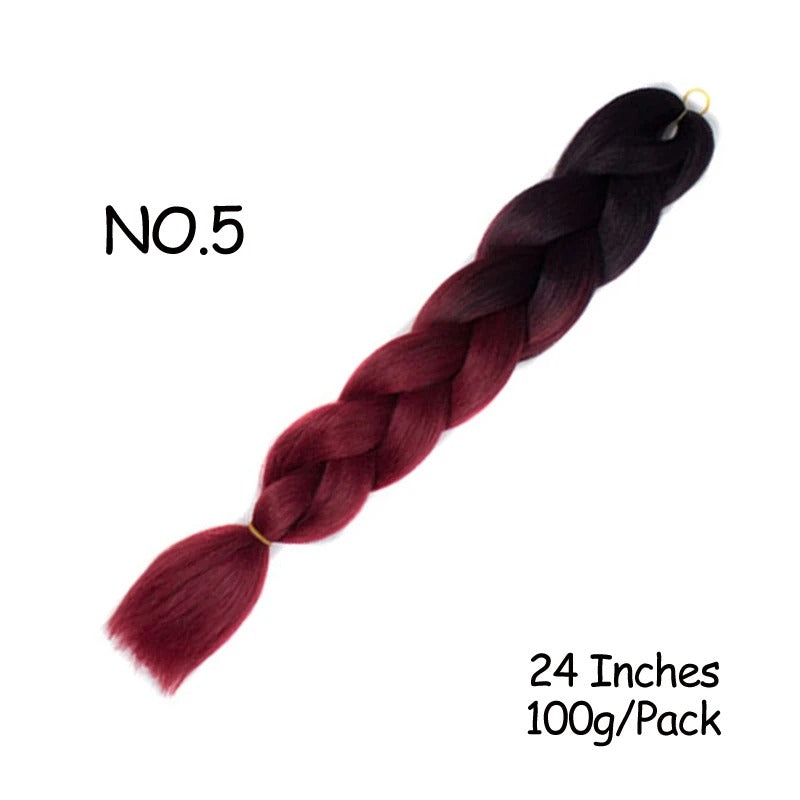 24 Inch Synthetic Braiding Hair Extensions – 10PCS Jumbo Braids in Black & Brown Colors