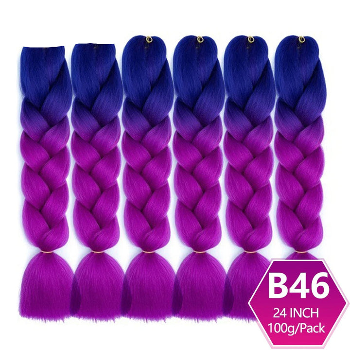 Purple and blue ombre braided hair extensions 