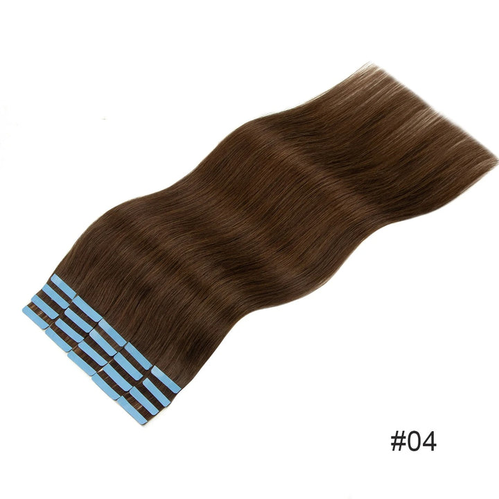Tape-In Human Hair Extensions – Natural Remy Skin Weft | Seamless, Soft & Tangle-Free | 40–50g/Pack | 12–24 Inch Lengths