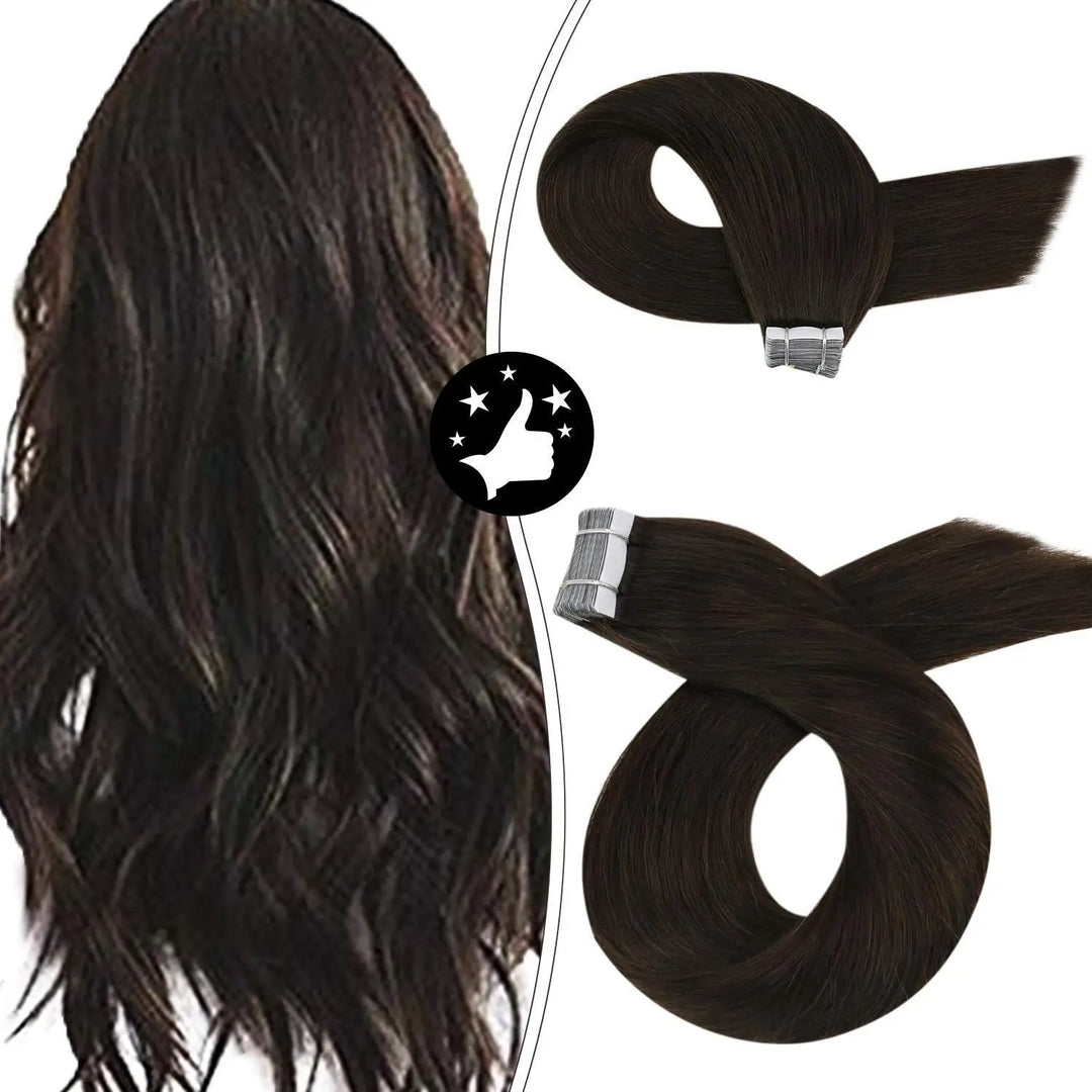 Tape-In Human Hair Extensions – Remy 100% Real Human Hair, Silky Straight, Ash Blonde with Highlights – Seamless, Natural Look, 20pcs