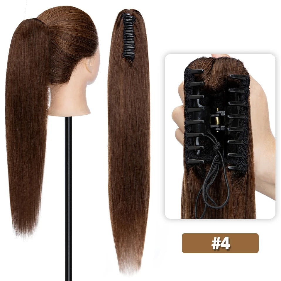 Thick Clip-In Human Hair Ponytail Extension with Claw Clamp