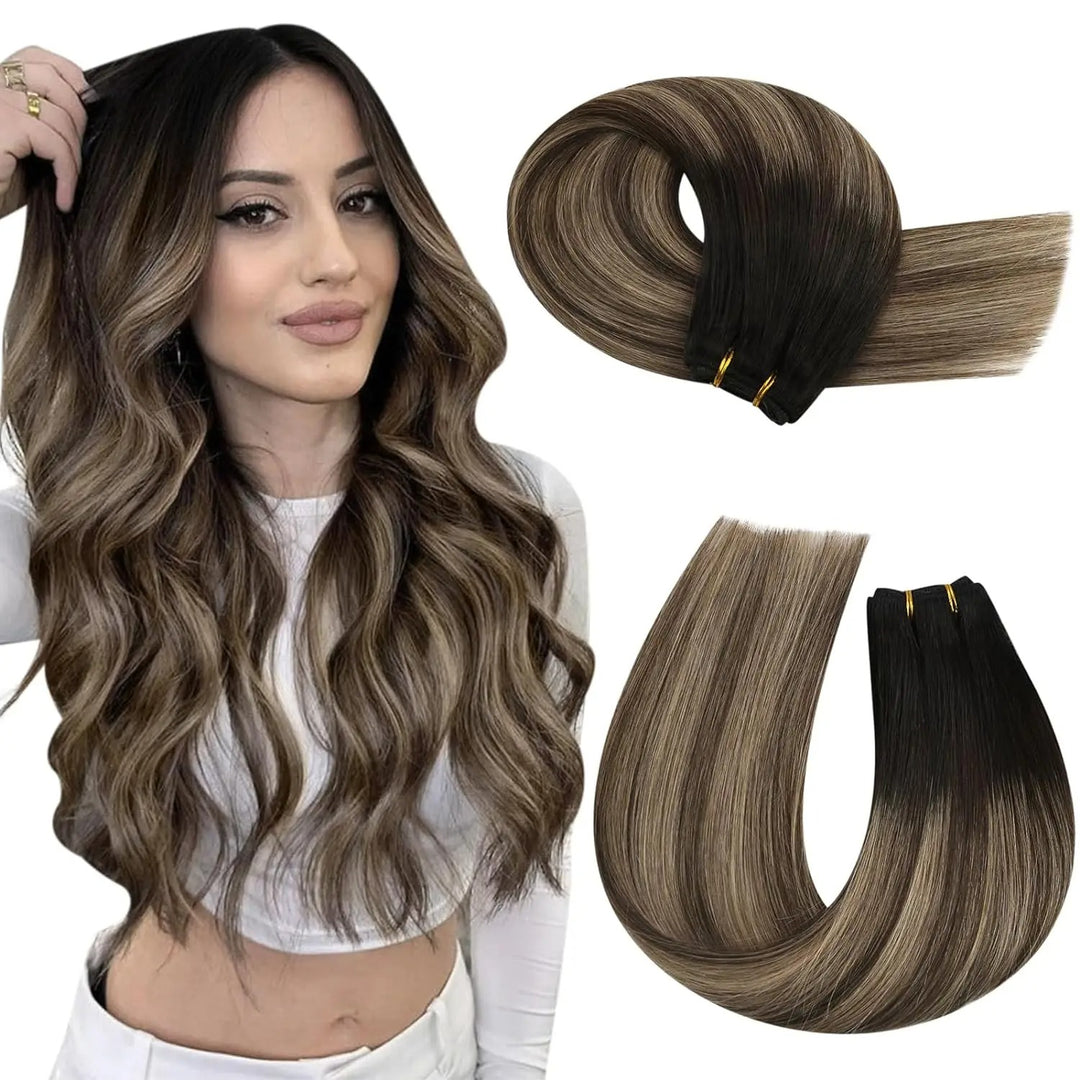 100% Remy Human Hair Bundles – Straight Sew-In Weft Extensions (100g, Double Weft)
