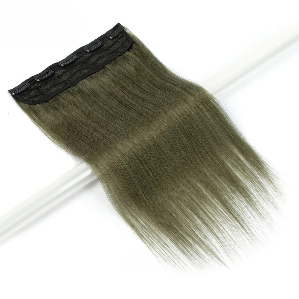 16" One-Piece Clip-In Human Hair Extension – 5-Clip Double Weft, Straight, Fancy Color Options