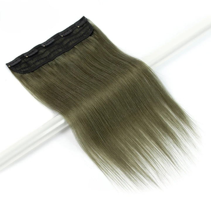 16" One-Piece Clip-In Human Hair Extension – 5-Clip Double Weft, Straight, Fancy Color Options