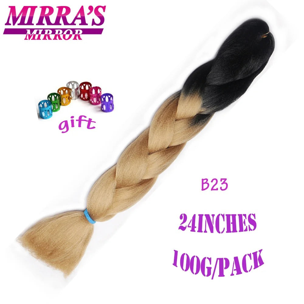 24 Inch Synthetic Braiding Hair Extensions – 10PCS Jumbo Braids in Black & Brown Colors