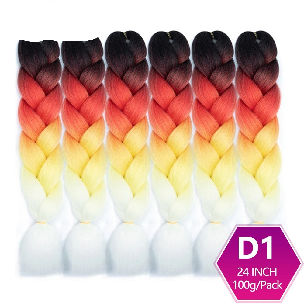 Set of braided hair extensions with gradient color 