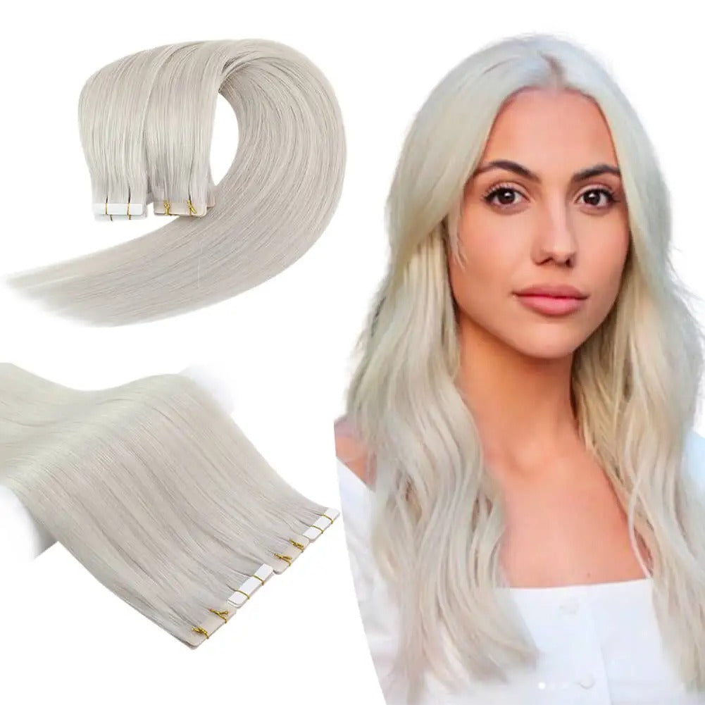 Luxury Injection Tape-In Extensions – Virgin Double Drawn Human Hair, Seamless PU Skin Weft, Natural Straight