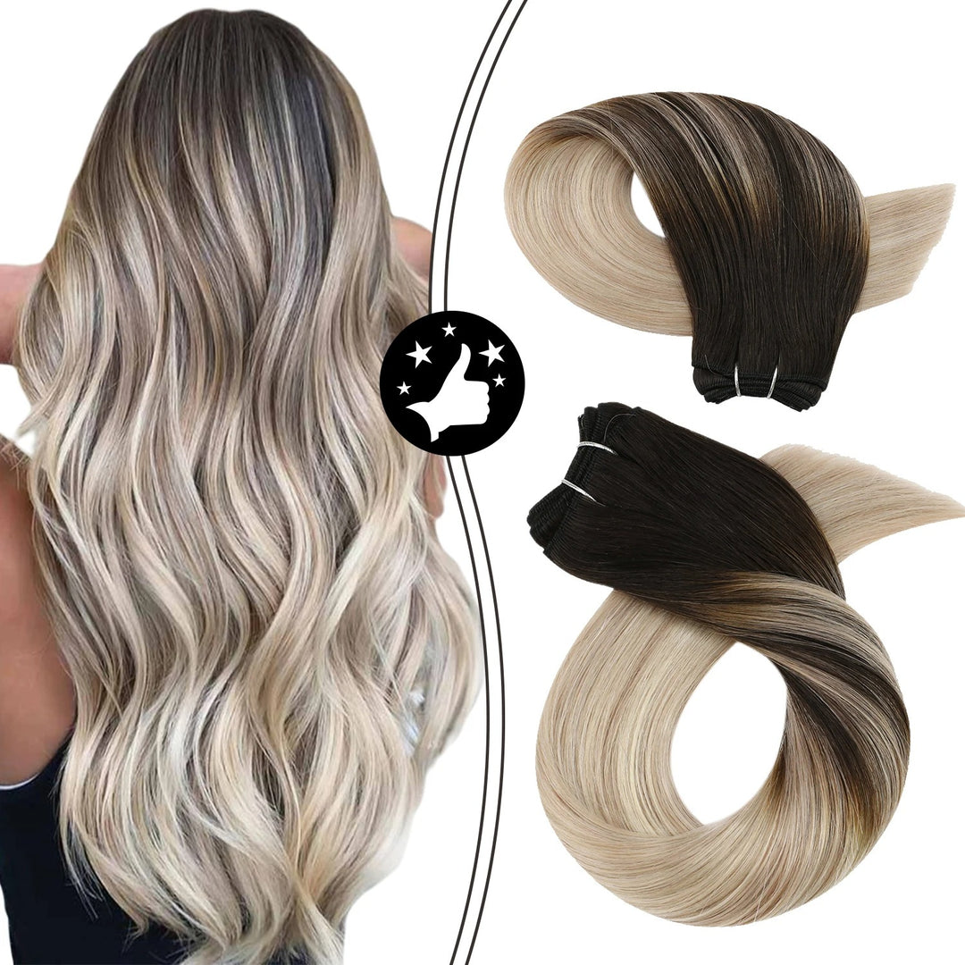 100% Remy Human Hair Bundles – Straight Sew-In Weft Extensions (100g, Double Weft)