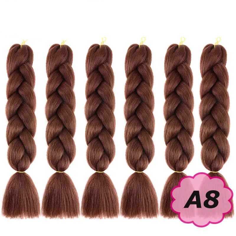 Set of six braided hair extensions with branding and color A8 