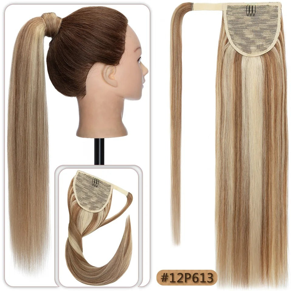 18” Straight Human Hair Ponytail Extension