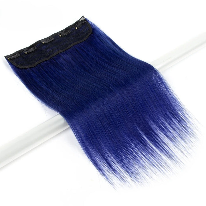 16" One-Piece Clip-In Human Hair Extension – 5-Clip Double Weft, Straight, Fancy Color Options