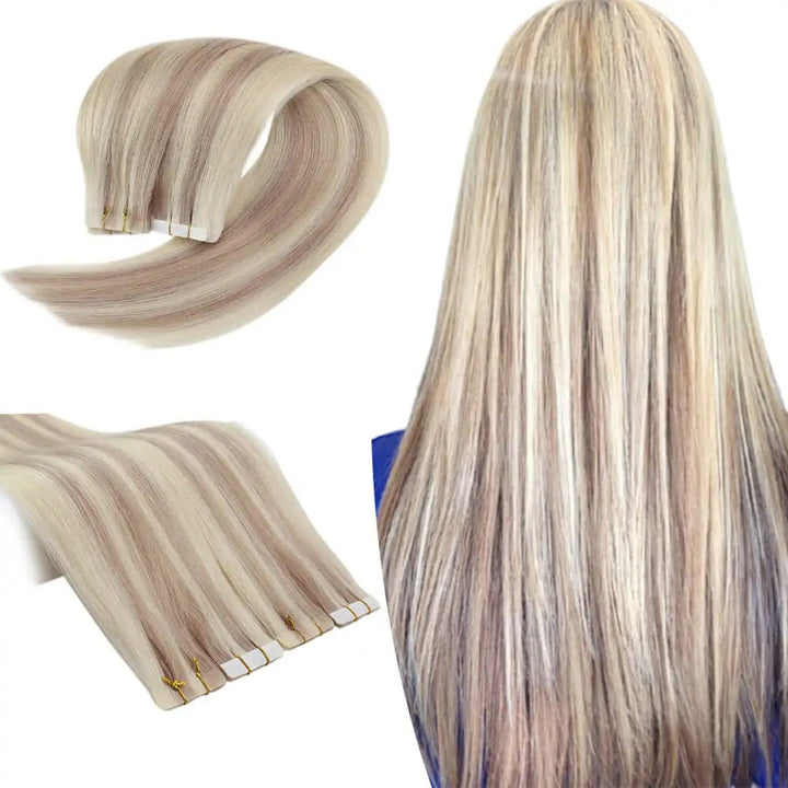 Luxury Injection Tape-In Extensions – Virgin Double Drawn Human Hair, Seamless PU Skin Weft, Natural Straight