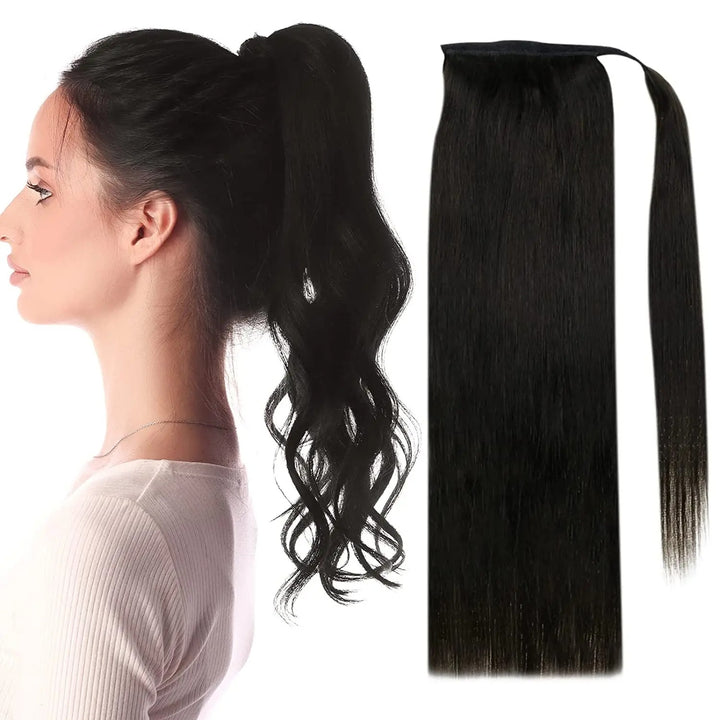 Machine-Made Remy Human Hair Ponytail Extension – 70g/80g Clip-In for White Women