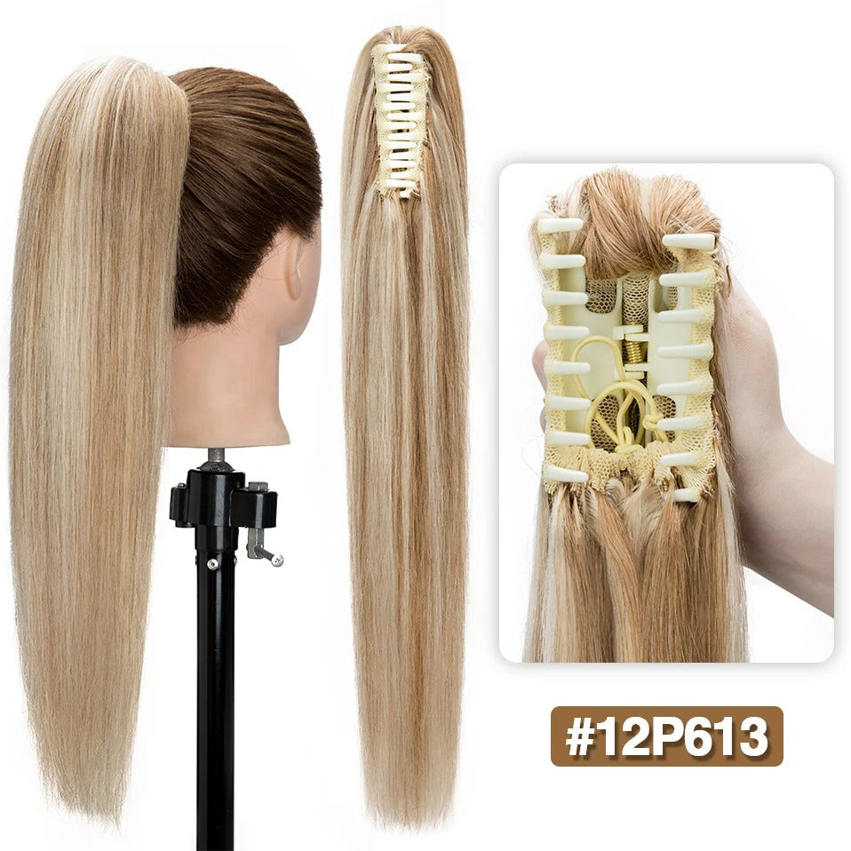 Thick Clip-In Human Hair Ponytail Extension with Claw Clamp