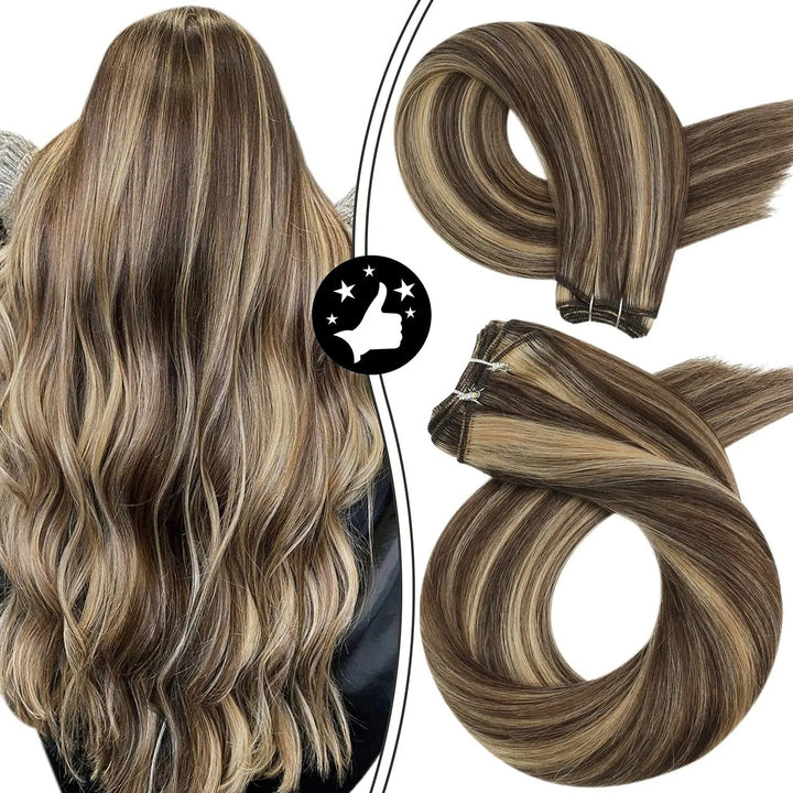 100% Remy Human Hair Bundles – Straight Sew-In Weft Extensions (100g, Double Weft)