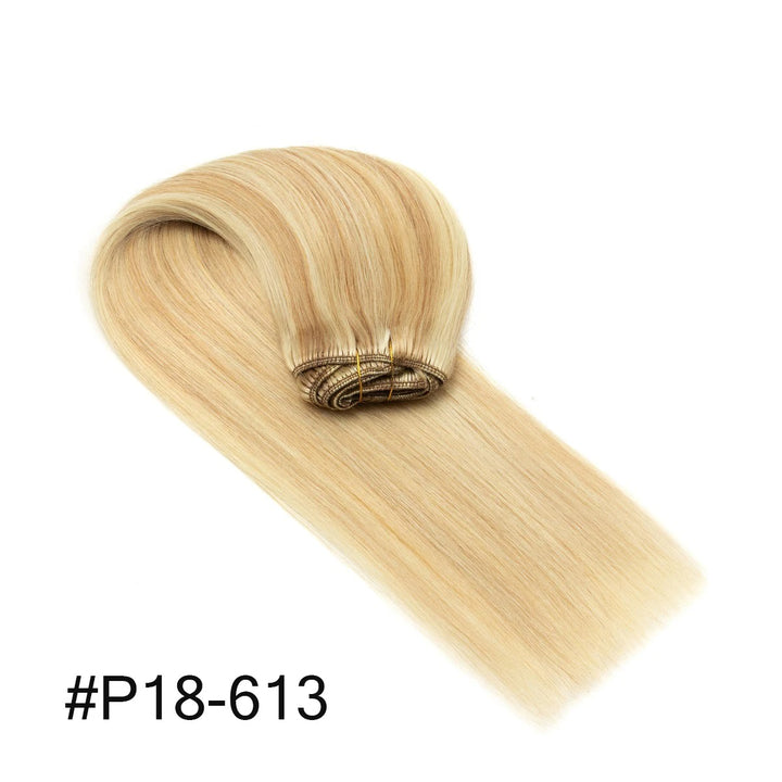 "100% Real Remy Human Hair Clip-In Extensions – Double Weft, Seamless Clip-On, 7PCS, 12-24 Inches"