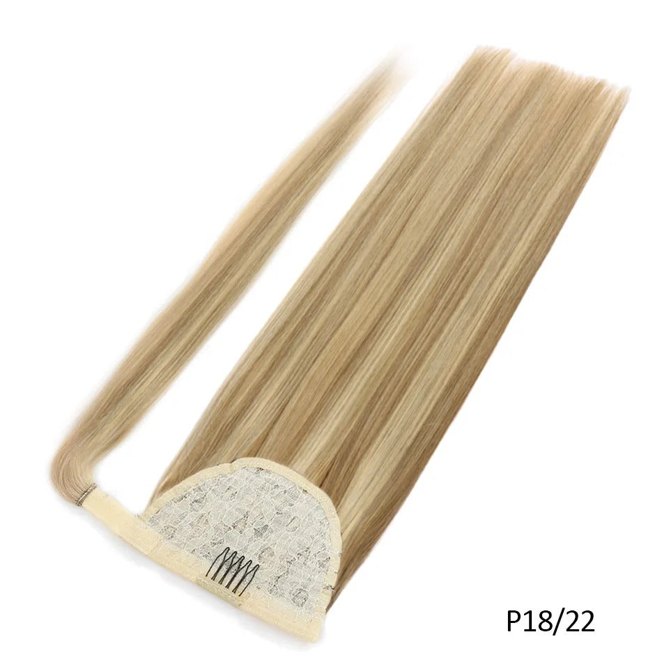 100% Human Hair Brazilian Straight Ponytail Extension Length Options: 20” | 22” | 24” | 26”