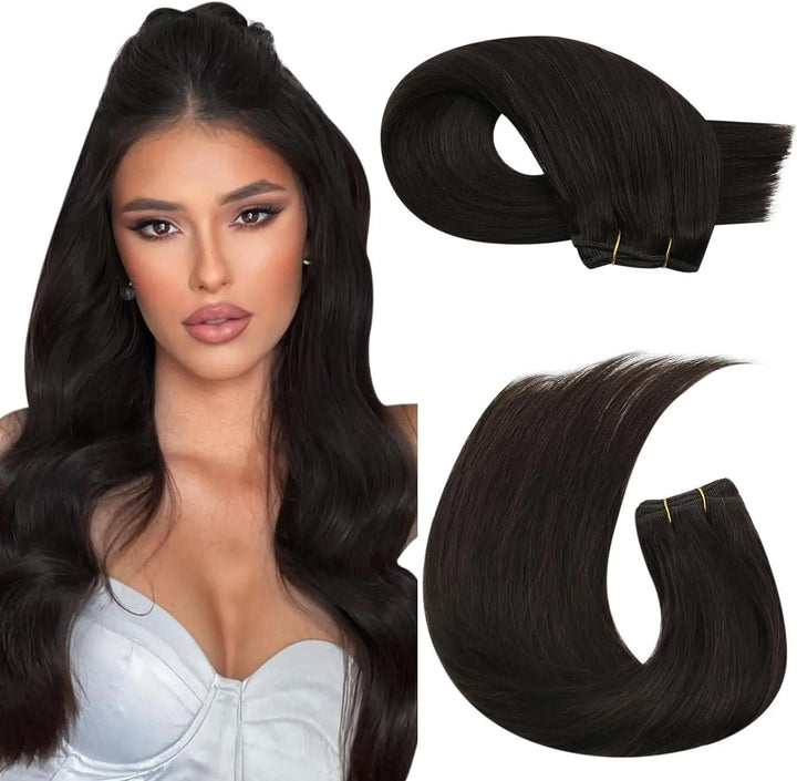 Brazilian Remy Human Hair Wefts – Natural Straight Machine Weaving Bundles (100g Each)