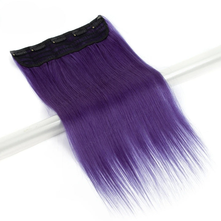 16" One-Piece Clip-In Human Hair Extension – 5-Clip Double Weft, Straight, Fancy Color Options