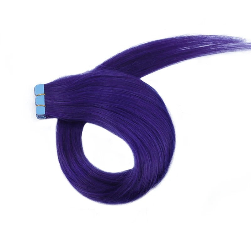 Mini Tape-In Hair Extensions – Green Color | 100% Human Hair Skin Weft | Machine-Remy | 10pcs/Pack | 12–20 Inch