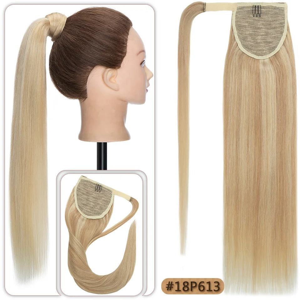 18” Straight Human Hair Ponytail Extension