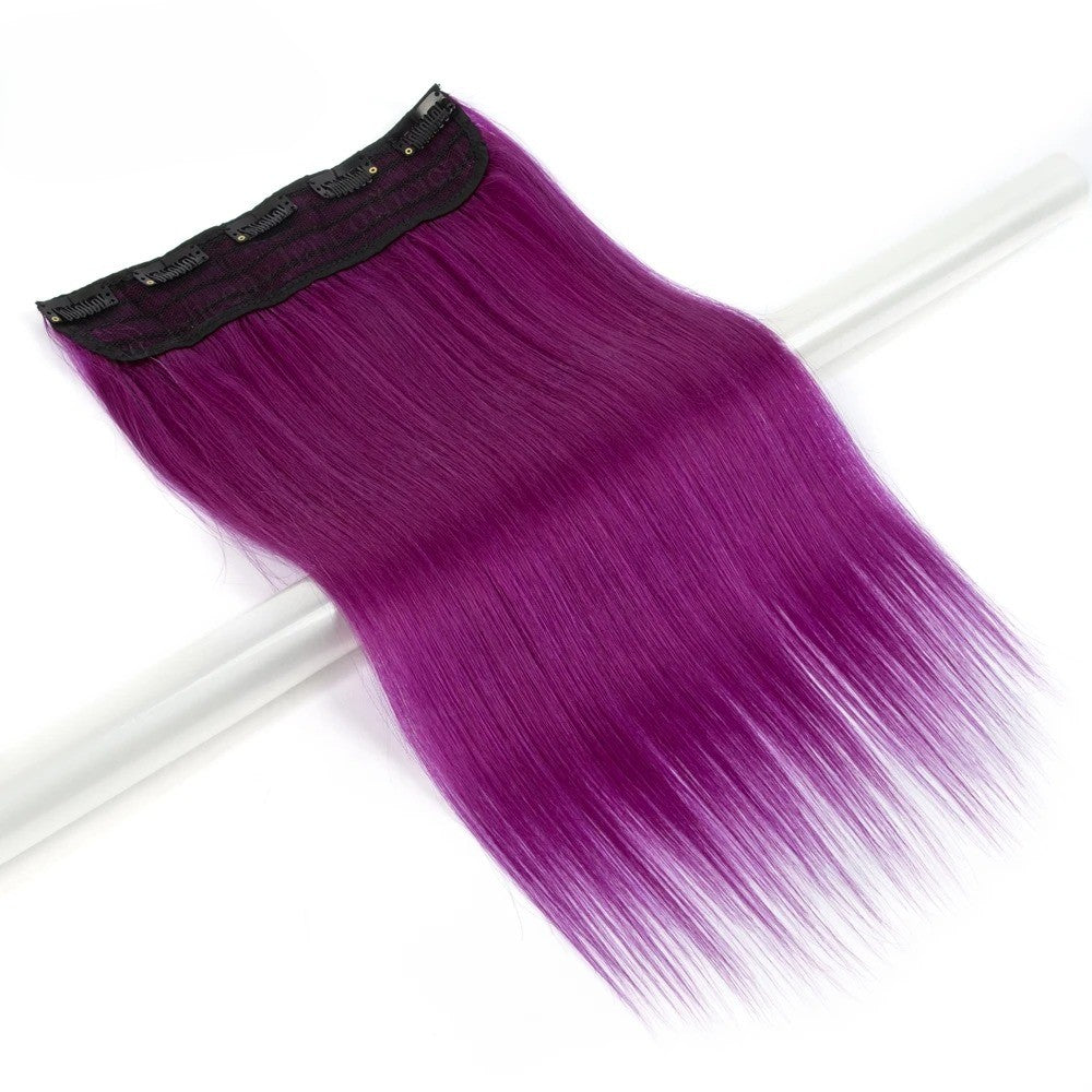 16" One-Piece Clip-In Human Hair Extension – 5-Clip Double Weft, Straight, Fancy Color Options