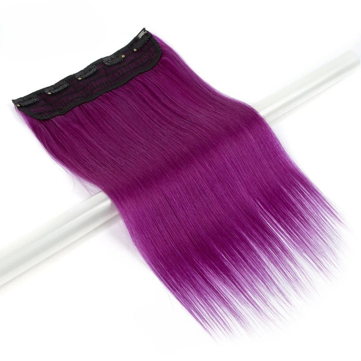 16" One-Piece Clip-In Human Hair Extension – 5-Clip Double Weft, Straight, Fancy Color Options