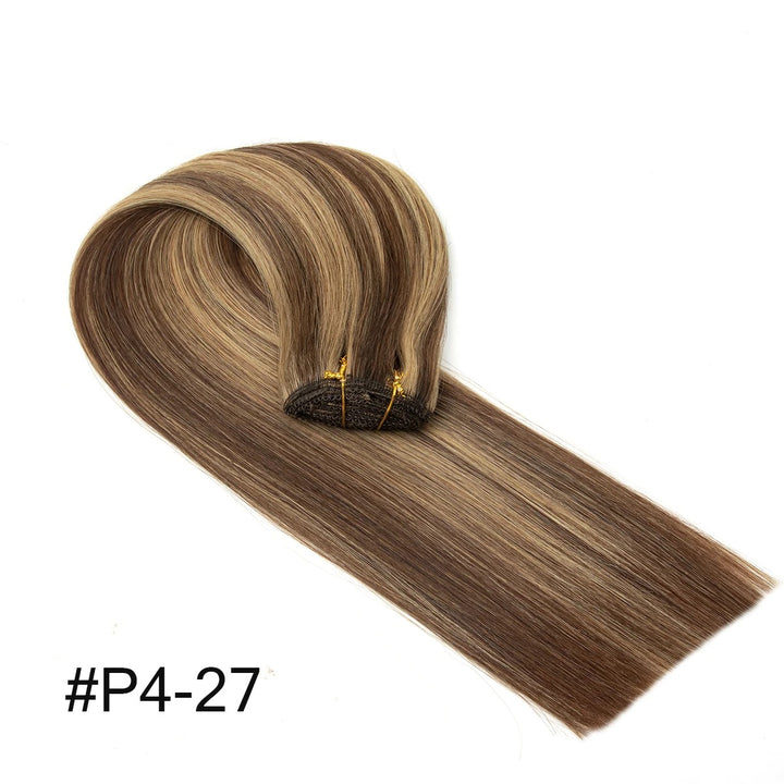 "Remy Human Hair Clip-In Extensions – Real Natural Hair, Double Weft, 7 Pieces, 12-24 Inch, Thick & Soft Clip On"