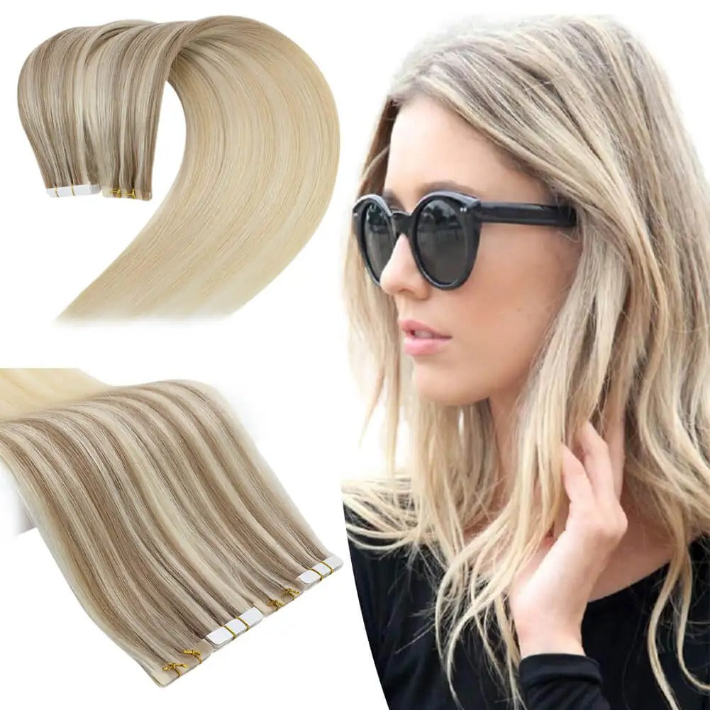 Luxury Injection Tape-In Extensions – Virgin Double Drawn Human Hair, Seamless PU Skin Weft, Natural Straight
