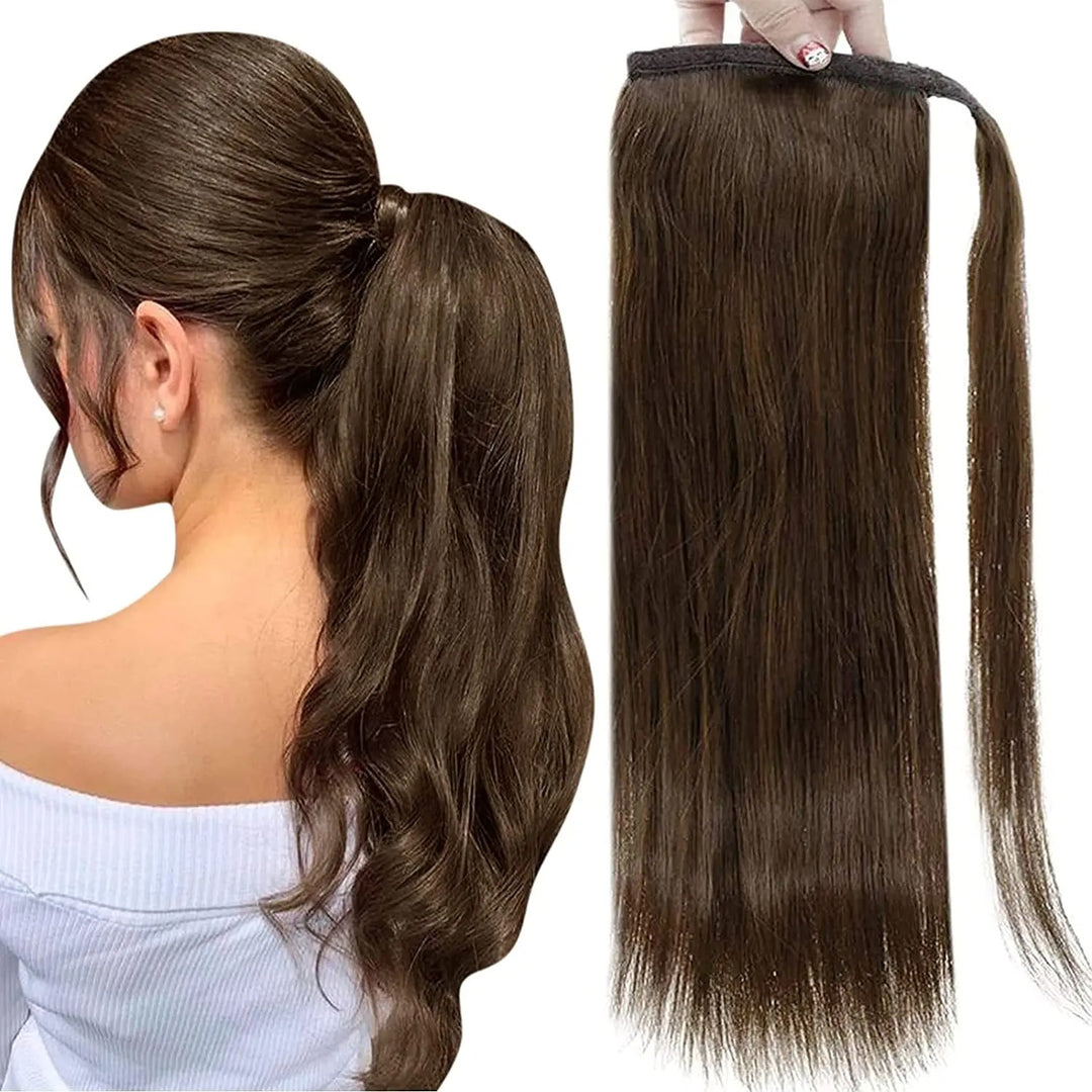 Machine-Made Remy Human Hair Ponytail Extension – 70g/80g Clip-In for White Women