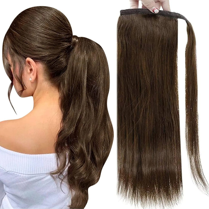 Machine-Made Remy Human Hair Ponytail Extension – 70g/80g Clip-In for White Women