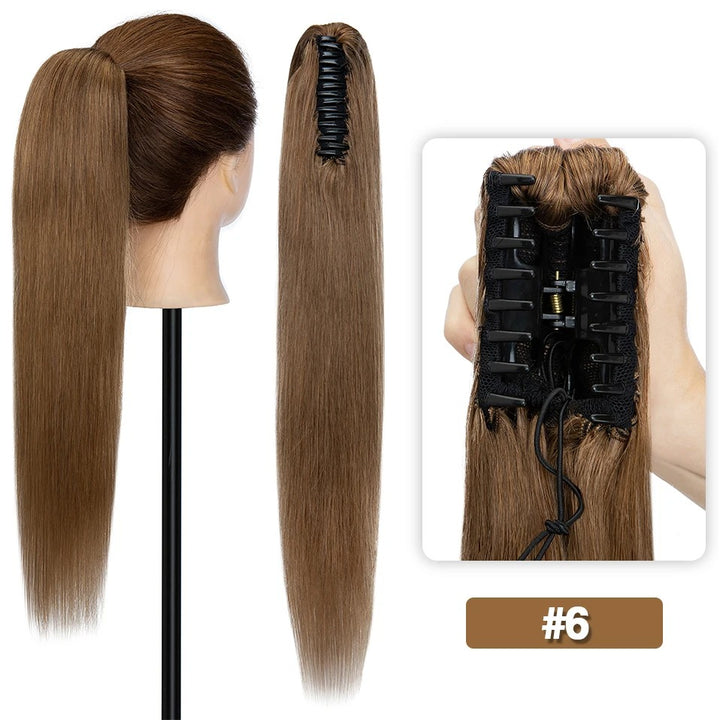 Thick Clip-In Human Hair Ponytail Extension with Claw Clamp