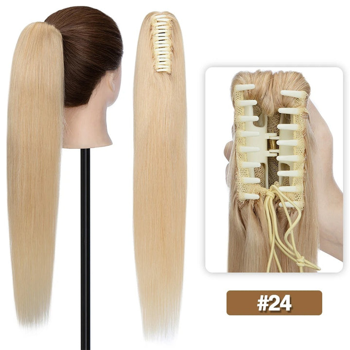 Thick Clip-In Human Hair Ponytail Extension with Claw Clamp