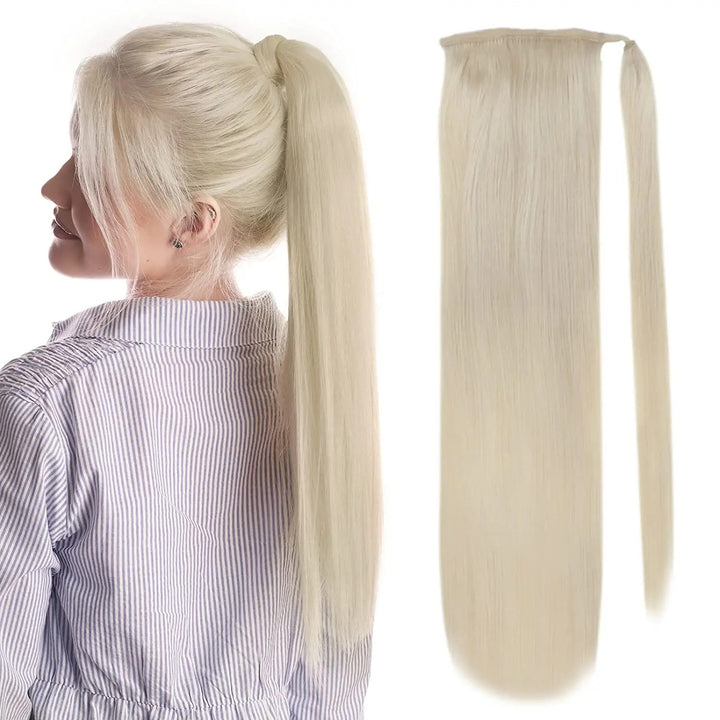 Machine-Made Remy Human Hair Ponytail Extension – 70g/80g Clip-In for White Women