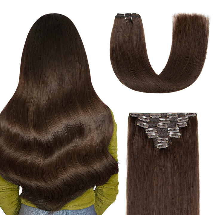 Clip-In Hair Extensions – 100% Real Remy Human Hair | Double Weft 7PCS Full Head Set for Natural Volume & Length